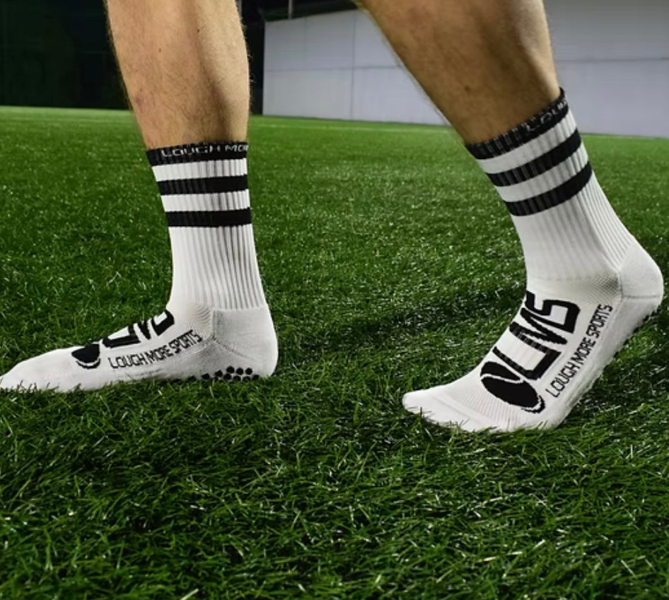 Black and White Hooped Anti Slip Socks