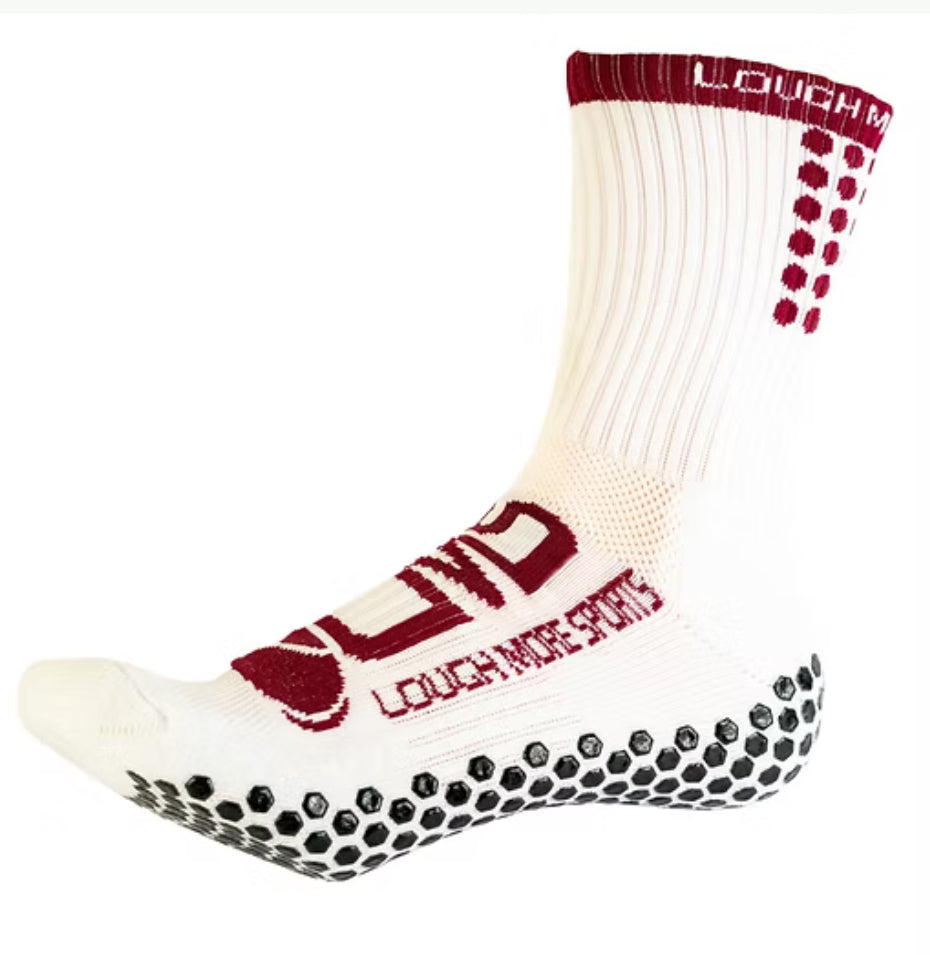 White and Maroon Anti Slip Gripsocks