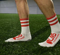 Red and White Hooped Anti Slip Socks