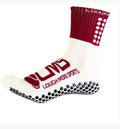 Anti Slip Maroon and White Grip socks