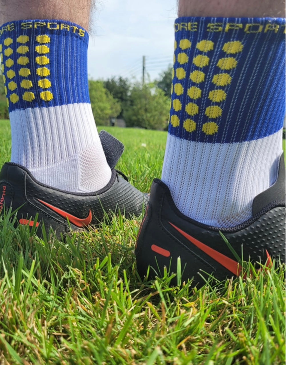 Anti Slip Blue and Yellow Grip socks