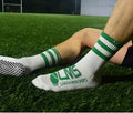 Green and White Hooped Anti Slip socks